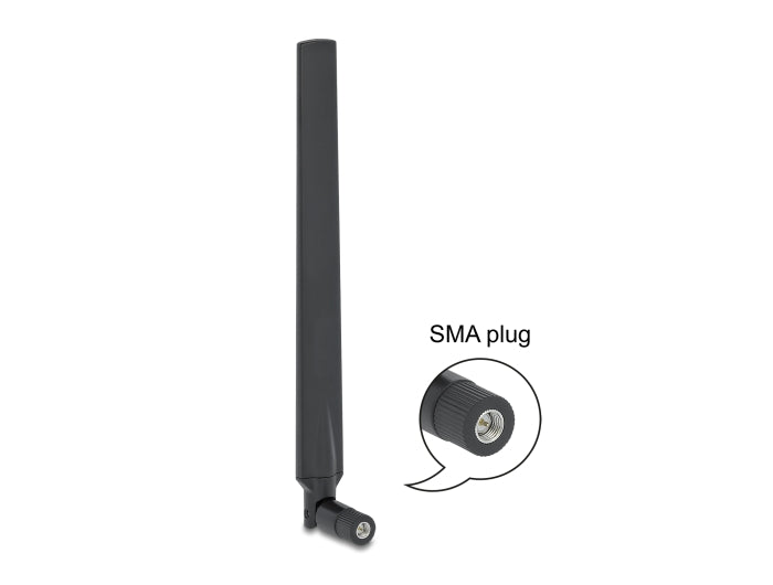 Delock LTE Antenne SMA Stecker 1,9 - 2,3 dBi omnidirektional mit Kippgelenk schwarz