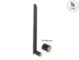 Delock WLAN 802.11 ac/ax/a Antenne RP-SMA Stecker 5 dBi 20 cm omnidirektional mit Kippgelenk und flexiblem Material schwarz