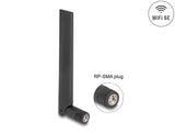 Delock WiFi 6E Antenne RP-SMA Stecker 3 dBi omnidirektional mit Kippgelenk schwarz