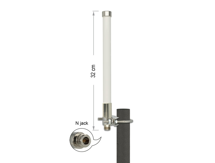 Delock LoRa 868 MHz Antenne N Buchse 3 dBi 32 cm omnidirektional starr Mastmontage weiß outdoor