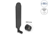 Delock 5G LTE Antenne SMA Stecker 0,5 - 3,0 dBi omnidirektional drehbar mit Kippgelenk schwarz