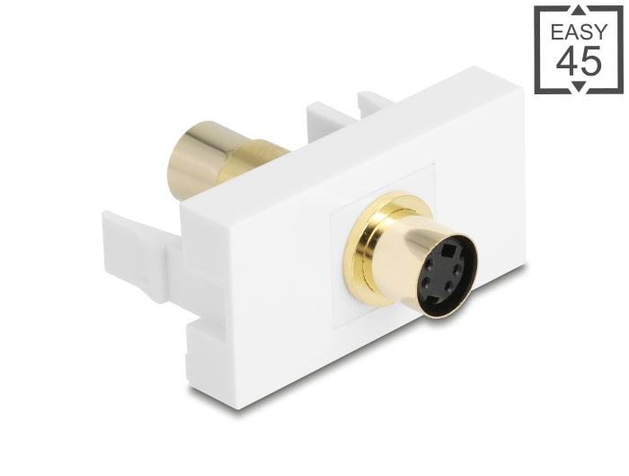 Delock Easy 45 Modul Mini-DIN 4 Pin Buchse zu Buchse vergoldet weiß