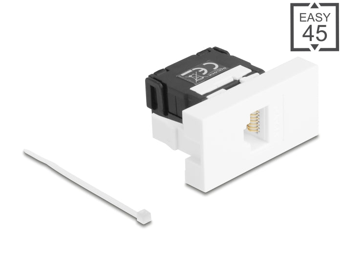 Delock Easy 45 RJ45 Buchse zu LSA Cat.6A 180° werkzeugfrei schwarz / weiß
