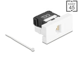 Delock Easy 45 RJ45 Buchse zu LSA Cat.6A 180° werkzeugfrei schwarz / weiß