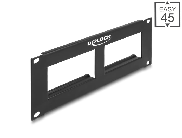 Delock Easy 45 10″ Patchpanel Ausschnitt 2 x 90,5 x 45,2 mm, 2 HE, schwarz