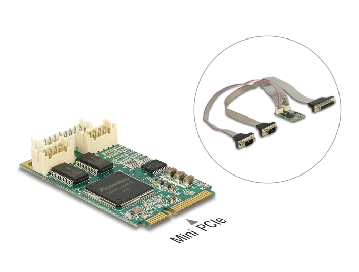 Delock Modul MiniPCIe I/O PCIe full size 2 x Seriell RS-232 + 1 x Parallel