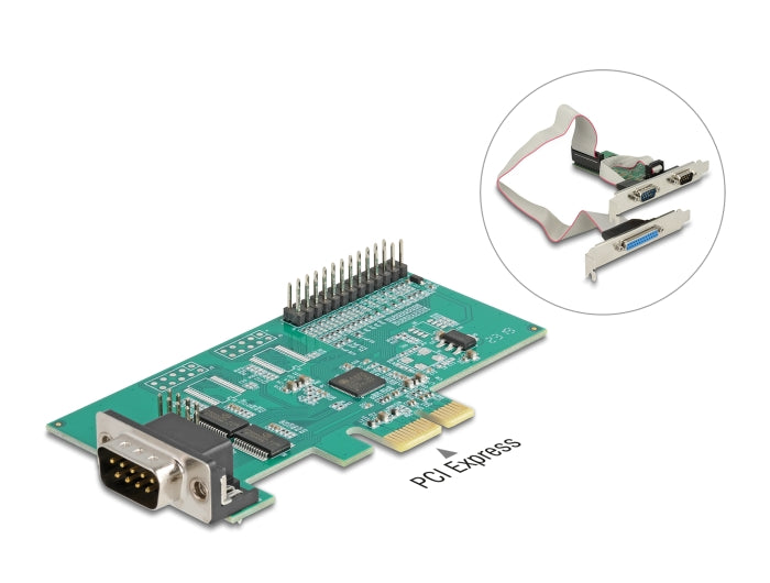 Delock PCI Express x1 Karte zu 2 x Seriell RS-232 + 1 x Parallel