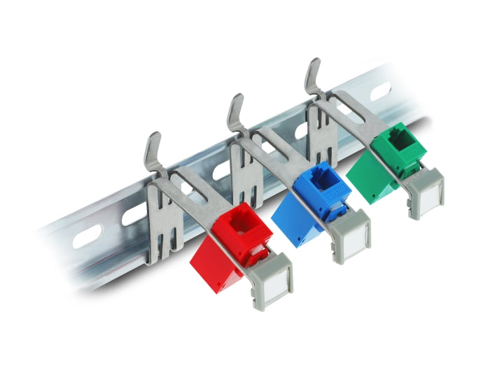Delock Keystone Halterung mit Beschriftungsfeld 1 Port für Hutschiene Metall