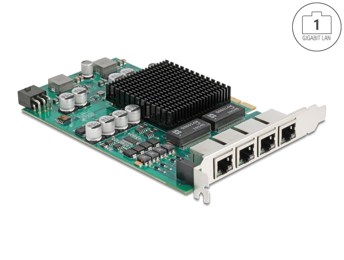 Delock PCI Express x4 Netzwerkkarte Gigabit LAN 4 x RJ45 mit PoE+ i350