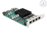 Delock PCI Express x4 Netzwerkkarte Gigabit LAN 4 x RJ45 mit PoE+ i350