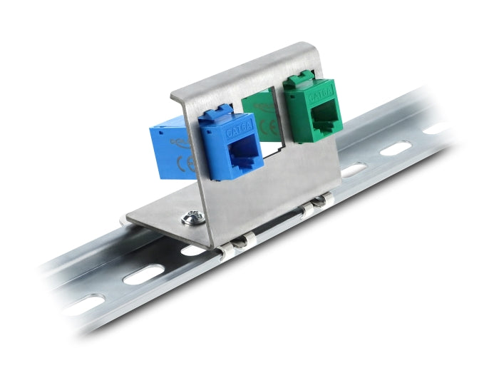 Delock Keystone Metall Halterung 3 Port für Hutschiene