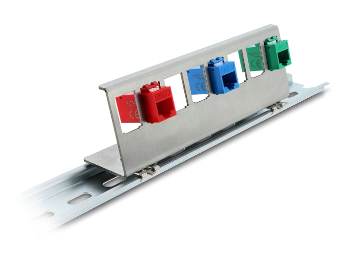 Delock Keystone Metall Halterung 8 Port für Hutschiene