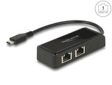 Delock USB Type-C™ Netzwerk Adapter Gigabit LAN 2 x RJ45