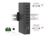 Delock Industrie Hub 7 x USB 2.0 Typ-A mit 15 kV ESD Schutz und Hutschienenbefestigung