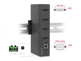 Delock Industrie Hub 4 x USB 2.0 Typ-A mit 15 kV ESD Schutz und Hutschienenbefestigung