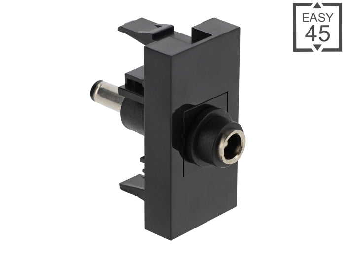 Delock Easy 45 Modul DC 5,5 x 2,1 mm Buchse zu DC 5,5 x 2,1 mm Stecker schwarz