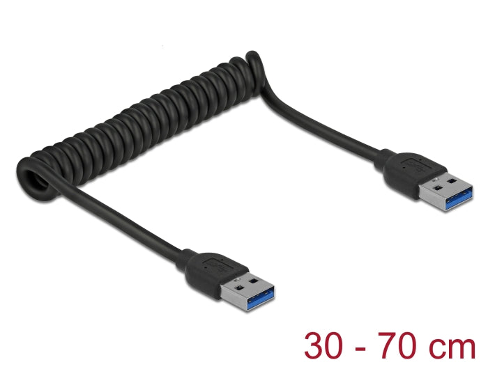 Delock USB 5 Gbps Spiralkabel Typ-A Stecker zu Typ-A Stecker