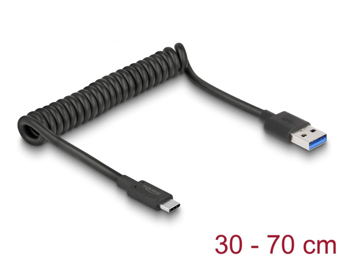 Delock USB 10 Gbps Spiralkabel Typ-A Stecker zu USB Type-C™ Stecker