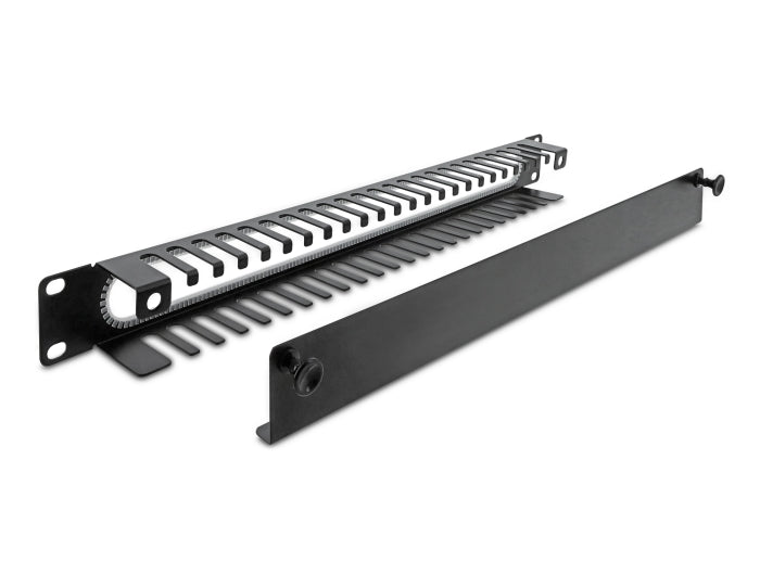 Delock 19″ 1 HE Kabelmanagement Rangierpanel mit Öffnung und Kantenschutz schwarz