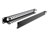Delock 19″ 1 HE Kabelmanagement Rangierpanel mit Öffnung und Kantenschutz schwarz