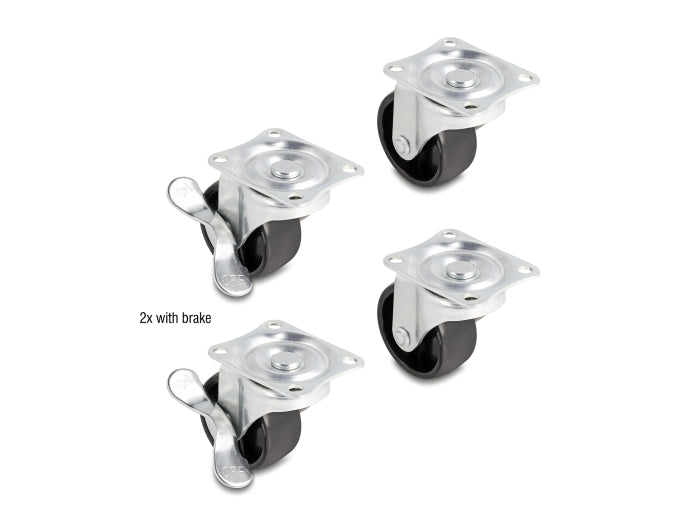 Delock Lenkrolle Ø 50 mm Tragkraft bis 90 kg Set 2 x 2 Stück