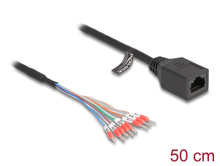 Delock Kabel RJ45 Buchse zu Aderendhülsen Cat.5e 50 cm schwarz