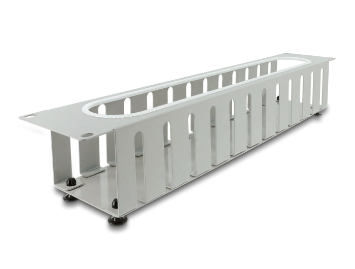 Delock 19″ 2 HE Kabelmanagement Rangierpanel mit Öffnung und Kantenschutz grau