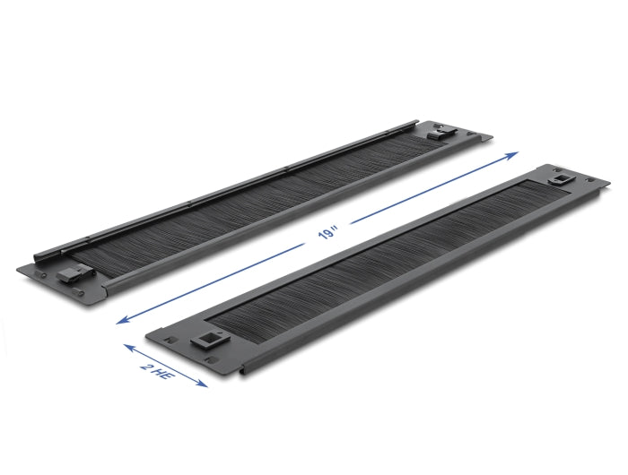 Delock 19″ Kabelmanagement Bürstenleiste werkzeugfrei 2 HE schwarz