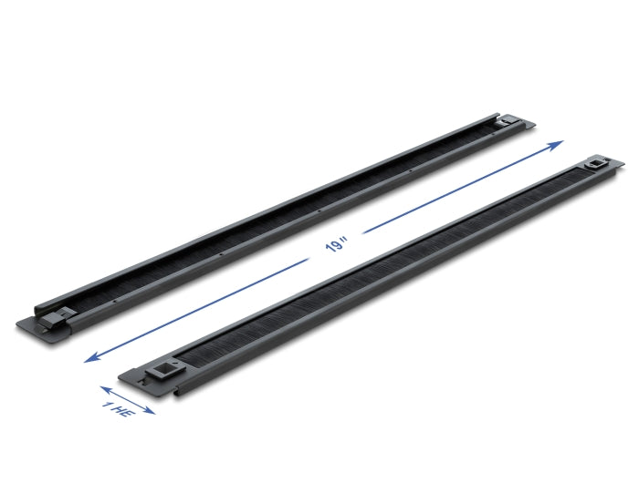 Delock 19″ Kabelmanagement Bürstenleiste werkzeugfrei 1 HE schwarz