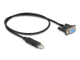 Delock USB 2.0 zu Seriell RS-232 Adapter Sub-D 9 Buchse mit Schrauben kompaktem Steckergehäuse 50 cm FTDI