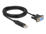 Delock USB 2.0 zu Seriell RS-232 Adapter Sub-D 9 Buchse mit Schrauben kompaktem Steckergehäuse 1,8 m FTDI