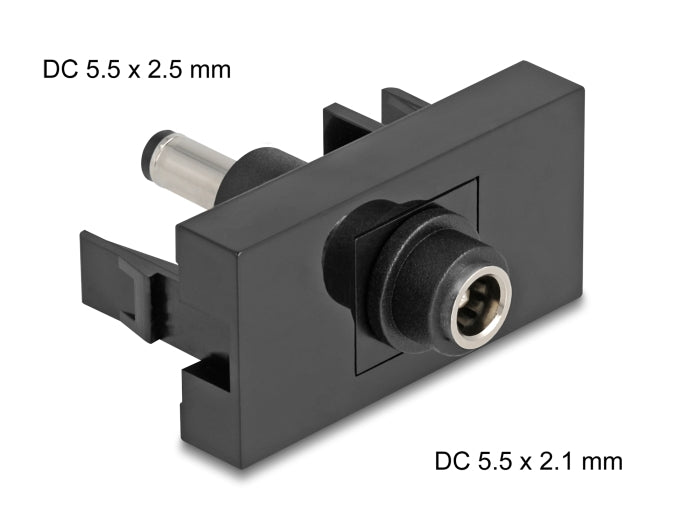 Delock Easy 45 Modul DC 5,5 x 2,1 mm Buchse zu DC 5,5 x 2,5 mm Stecker schwarz
