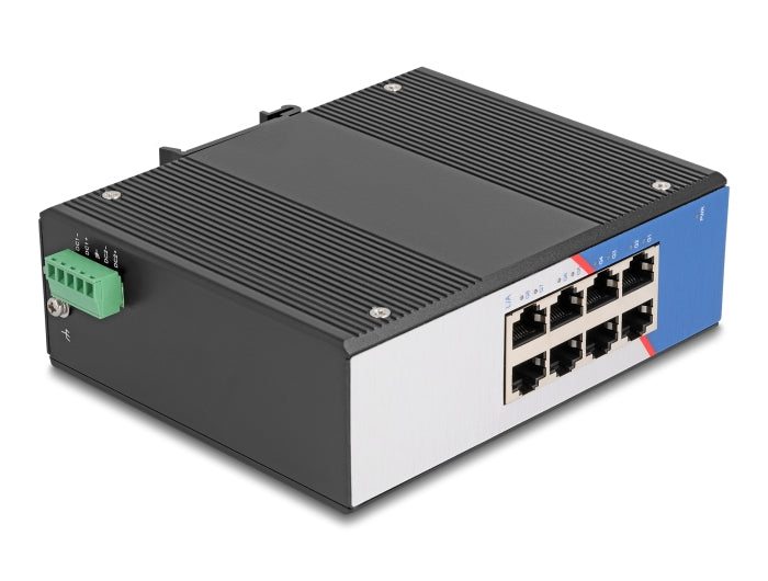 Delock Industrie Gigabit Ethernet Switch 8 Port RJ45 für Hutschiene