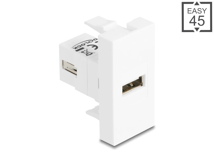 Delock Easy 45 Modul USB 2.0 Typ-A Buchse zu USB 2.0 Typ-A Buchse weiß
