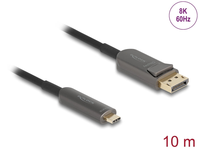 Delock Aktives Optisches Kabel USB Type-C™ zu DisplayPort 8K 60 Hz 40 Gbps 10 m