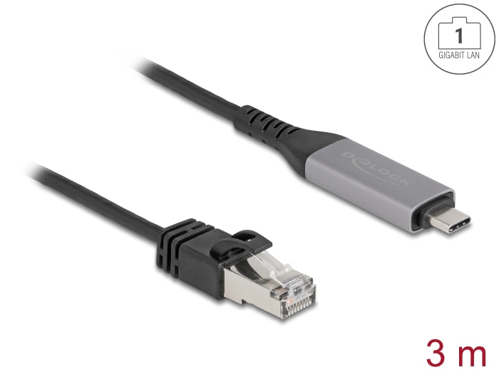 Delock USB LAN Kabel USB Type-C™ zu RJ45 Gigabit Ethernet 3 m