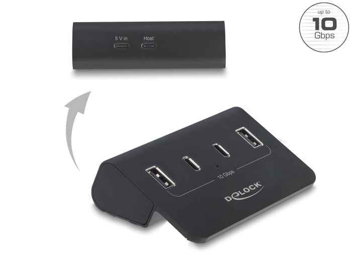 Delock USB 10 Gbps Hub mit 2 USB Type-C™ und 2 USB Typ-A Ports