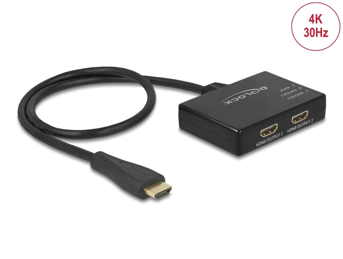 Delock HDMI Splitter 1 x HDMI in > 2 x HDMI out 4K 30 Hz