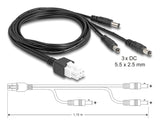 Delock Kabel Mini-Fit 4,2 mm 6 Pin Stecker zu 3 x DC 5,5 x 2,5 mm Stecker schwarz