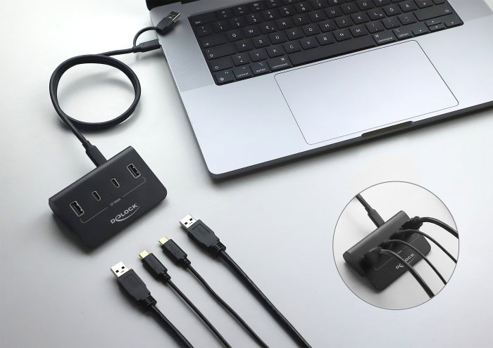 Delock USB 10 Gbps Hub mit 2 USB Type-C™ und 2 USB Typ-A Ports