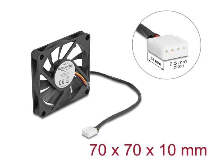 Delock Axiallüfter 12 V DC, 70 x 70 x 10 mm schwarz