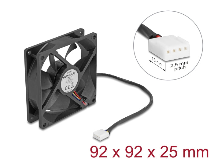 Delock Axiallüfter 12 V DC, 92 x 92 x 25 mm schwarz