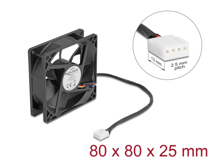 Delock Axiallüfter 24 V DC, 80 x 80 x 25 mm schwarz