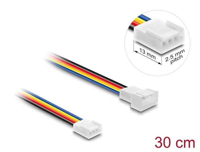 Delock Lüfter Verlängerungskabel PWM Stecker zu Buchse 4 Pin, Steckerlänge 13 mm, 30 cm