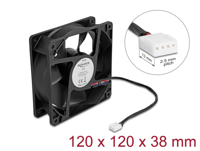 Delock Axiallüfter 12 V DC, 120 x 120 x 38 mm schwarz