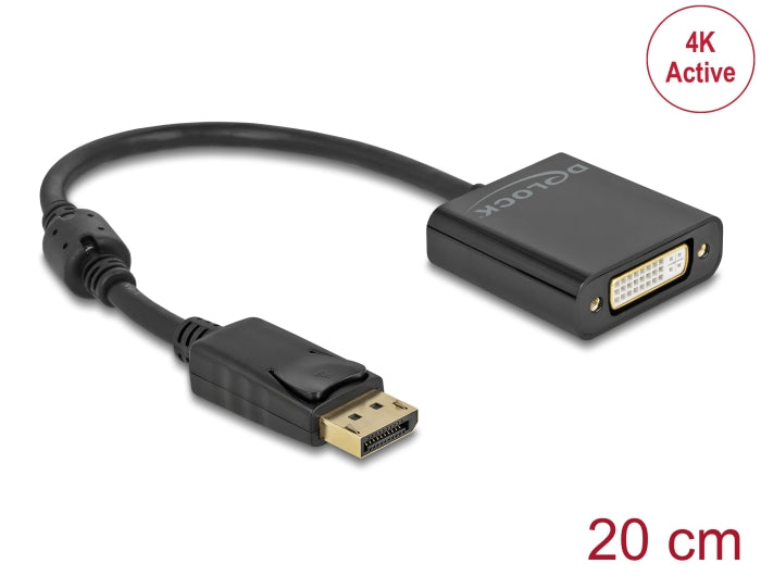 Delock Adapter DisplayPort 1.2 Stecker zu DVI Buchse 4K Aktiv schwarz