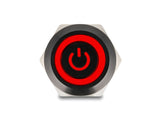 Delock Druckschalter zum Einbau schwarz 19 mm 12 V 5 x Lötanschluss rastend LED rot Powersymbol + Ring