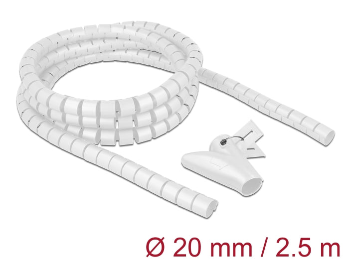 Delock Spiralschlauch mit Einziehwerkzeug 2,5 m x 20 mm weiß