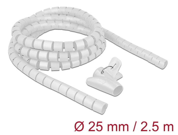 Delock Spiralschlauch mit Einziehwerkzeug 2,5 m x 25 mm weiß