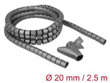 Delock Spiralschlauch mit Einziehwerkzeug 2,5 m x 20 mm grau